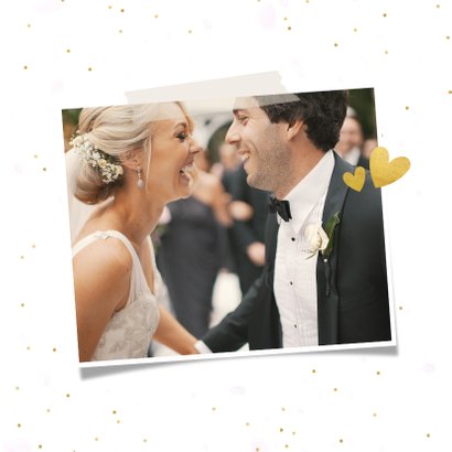 Dankeskarte zur Hochzeit mit Fotocollage und Herzen 2