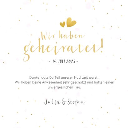 Dankeskarte zur Hochzeit mit Fotocollage und Herzen 3