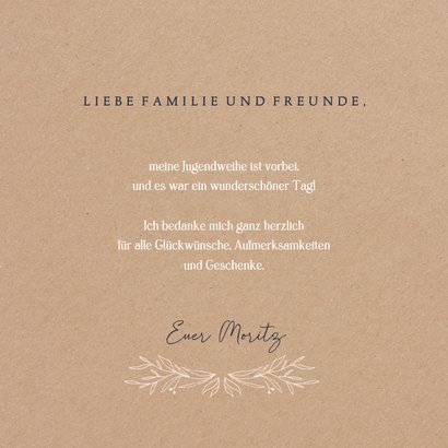 Dankeskarte zur Jugendweihe mit Zweigen und Sternen 3