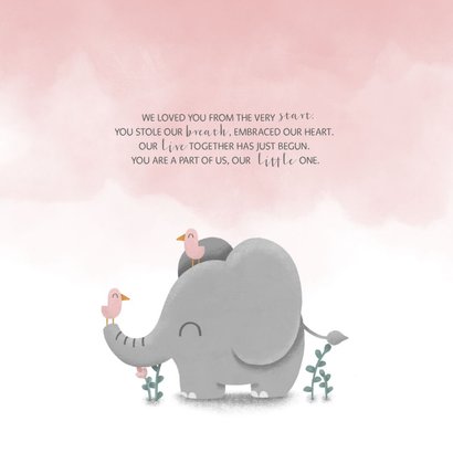 Danksagung Geburt Elefant rosa Foto innen 2