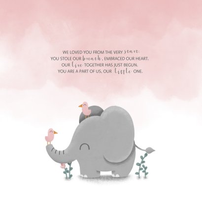 Danksagung Geburt Elefant rosa Foto innen 2