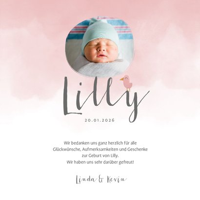 Danksagung Geburt Elefant rosa Foto innen 3