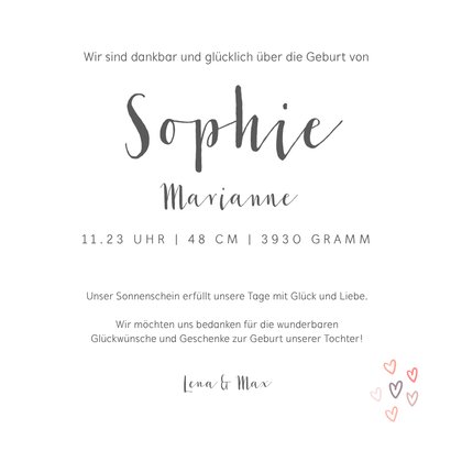 Danksagung Geburt Foto Regenbogen rosa 3