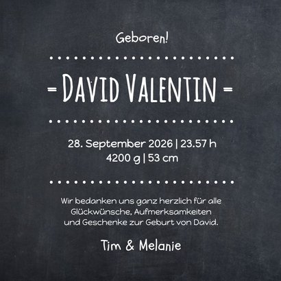 Danksagung Geburt Junge Kreide Scherenschnitt 3