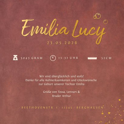 Danksagung Geburt Mädchen Silhouette mit Seifenblasen 3