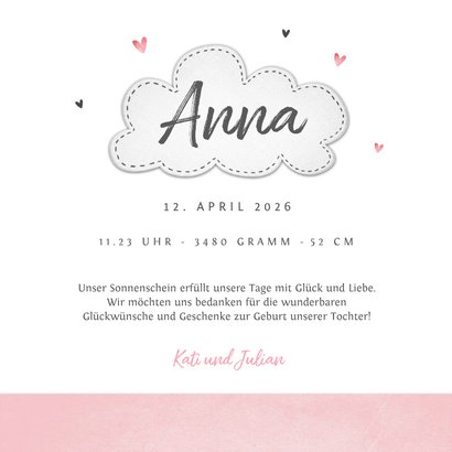 Danksagung Geburt mit eigenem Foto & Elefant 3