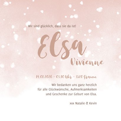 Danksagung Geburt rosa eigenes Foto & Schnee 3