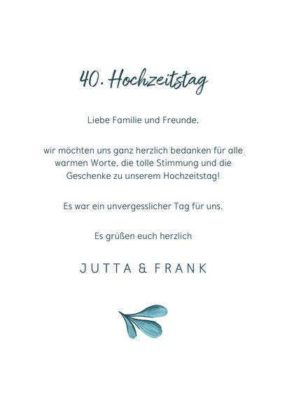 Danksagung Hochzeitstag eigenes Foto & Zweige 3