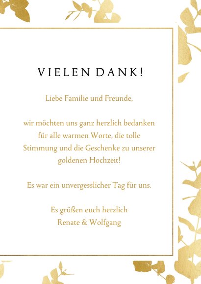 Danksagung Hochzeitstag Foto & Goldblätter 3