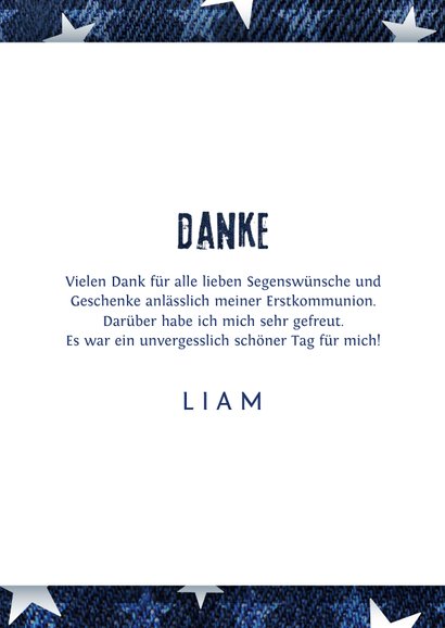 Danksagung Kommunion Foto und Sterne auf Denim 3