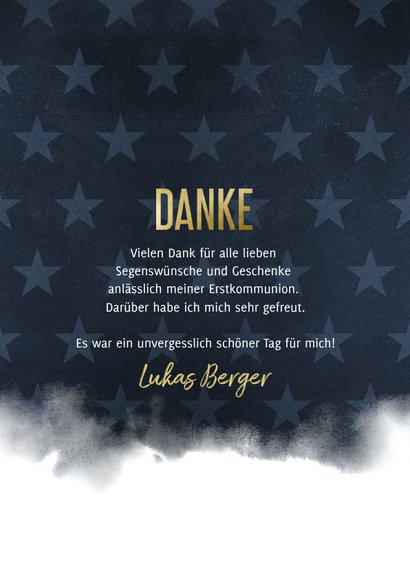 Danksagung Kommunion Foto, Wasserfarbe und Sterne 3