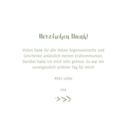 Danksagung Kommunion mit Zweigen und Blumen 3