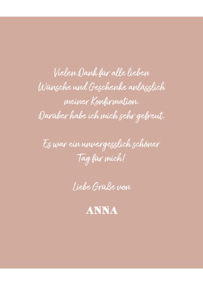 Danksagung Konfirmation puderrosa Fotocollage grafisch 3