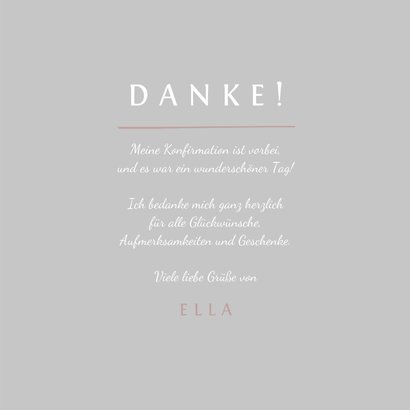 Danksagung Konfirmation rosé Foto Eleganz schlicht 3