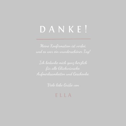 Danksagung Konfirmation rosé Foto Eleganz schlicht 3