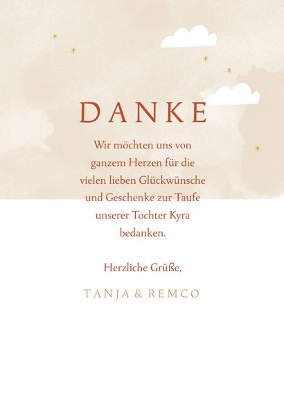 Danksagung Taufe Fotos & Regenbogen orange 3