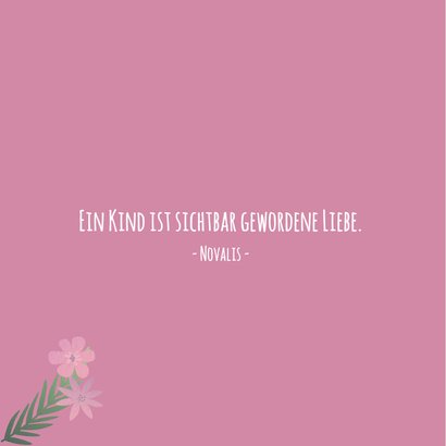 Danksagung zur Geburt Foto und Blumen rosa 2