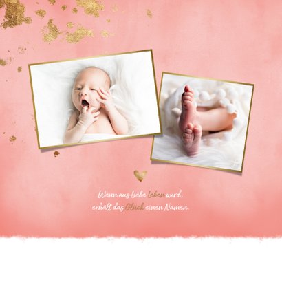 Danksagung zur Geburt rosa Fotos Goldlook 2