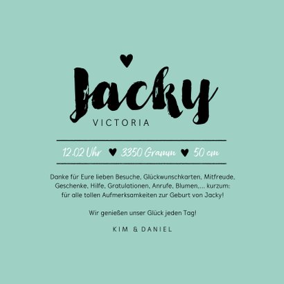 Danksagung zur Geburt schwarzweiß Foto & Etikett 3
