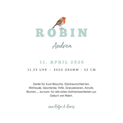 Danksagung zur Geburt Tiere Junge/Mädchen Foto innen 3