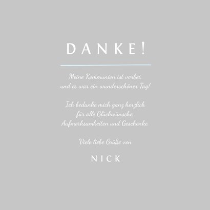 Danksagung zur Kommunion blau schlichte Eleganz mit Foto 3