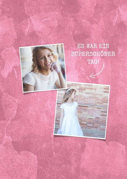 Danksagung zur Kommunion rosa Militarylook & Fotos 2