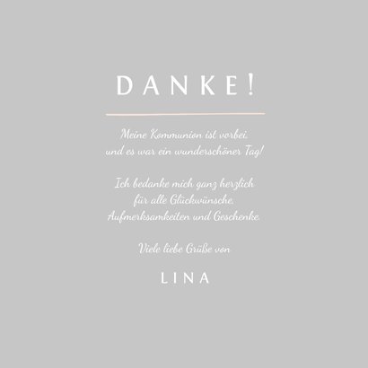 Danksagung zur Kommunion rosa schlichte Eleganz mit Foto 3