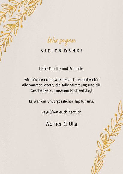 Danksagungskarte Goldene Hochzeit Foto & Zweige 3
