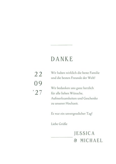 Danksagungskarte Hochzeit Fotos & grüner Zweig 3