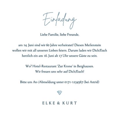 Diamantene Hochzeit Einladungskarte Fotocollage 3