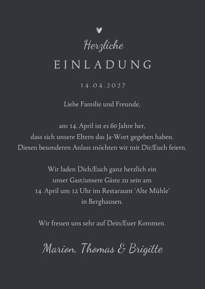 Diamantene Hochzeit Einladungskarte große 60 3