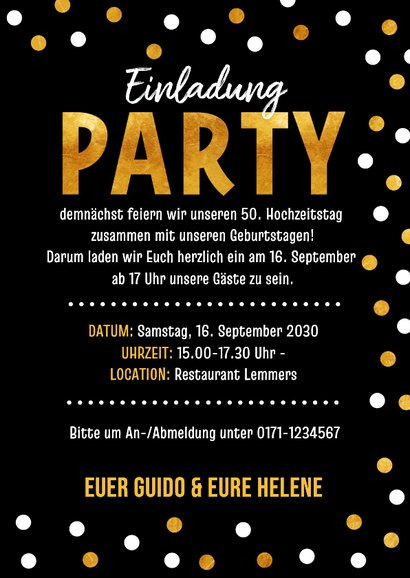 Doppelparty Konfetti im Posterlook Geburtstag Hochzeitstag 3