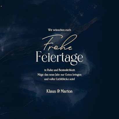 Dunkelblaue Weihnachtskarte Marmoroptik 2026 Foto 3