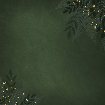 Dunkelgrün Hochzeitseinladung Botanisch Goldkleckse Rückseite