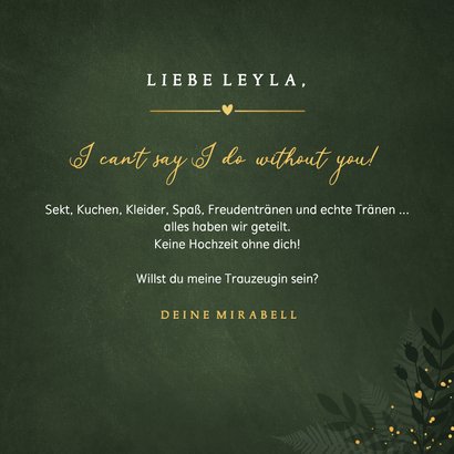 Dunkelgrün Trauzeugin fragen Botanisch Goldkleckse 3