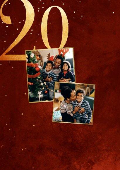 Dunkelrote Weihnachtskarte Jahreszahl gold 2