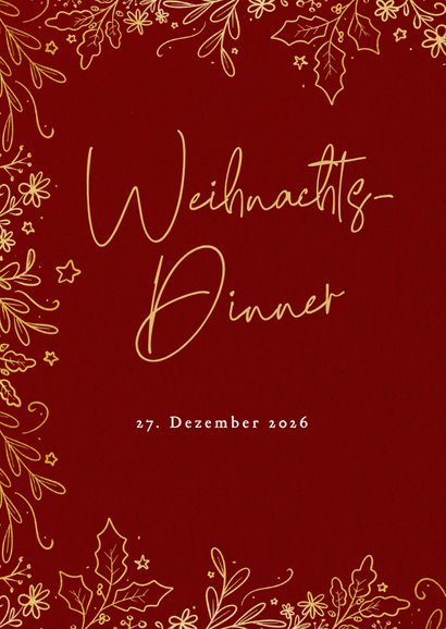 Edle Einladung Weihnachtsdinner Stechpalme 2