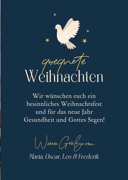 Edle Weihnachtskarte Friedenstauben & Sterne 3