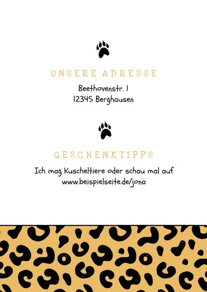 Einladung 1. Kindergeburtstag Foto & Pantherprint 2