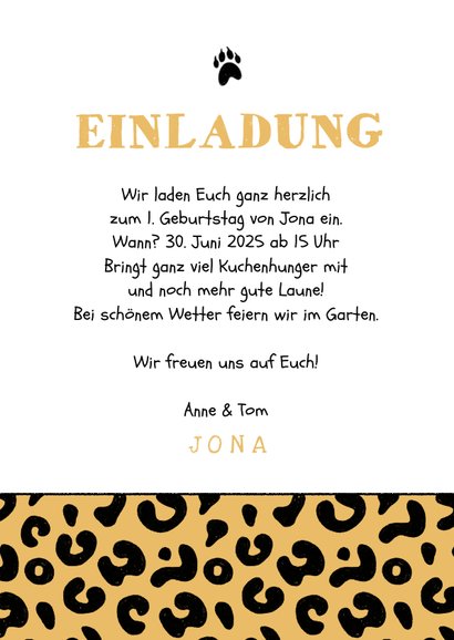 Einladung 1. Kindergeburtstag Foto & Pantherprint 3