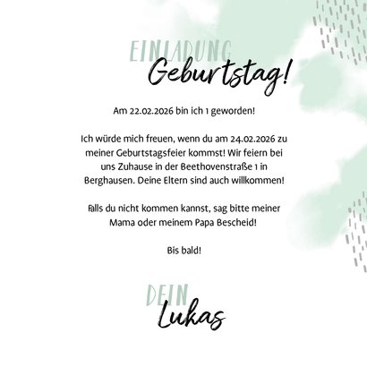 Einladung 1. Kindergeburtstag mit Foto, Zebra und Krone 3