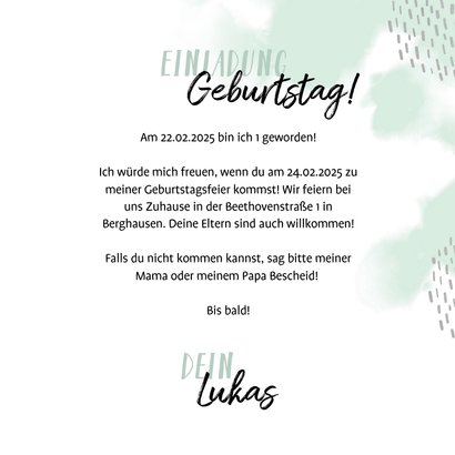 Einladung 1. Kindergeburtstag mit Foto, Zebra und Krone 3