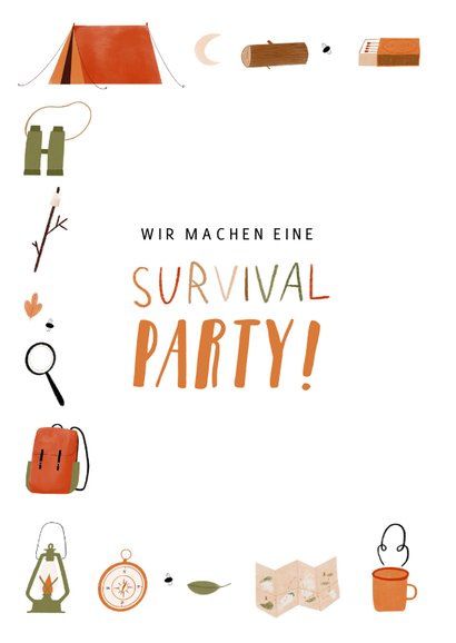 Einladung 10. Kindergeburtstag Survival-Party 2