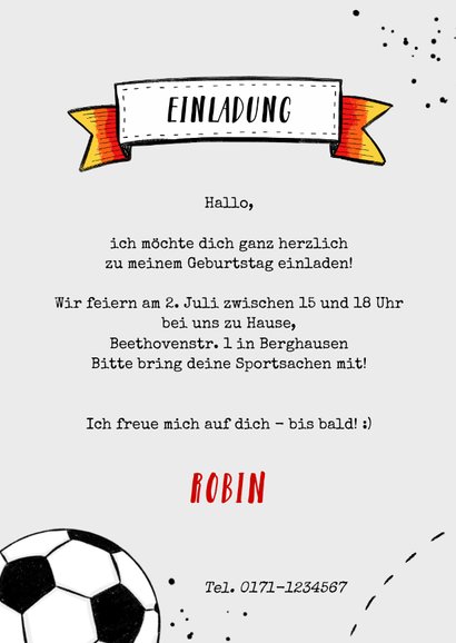 Einladung 11. Kindergeburtstag Fußball Deutschland 3