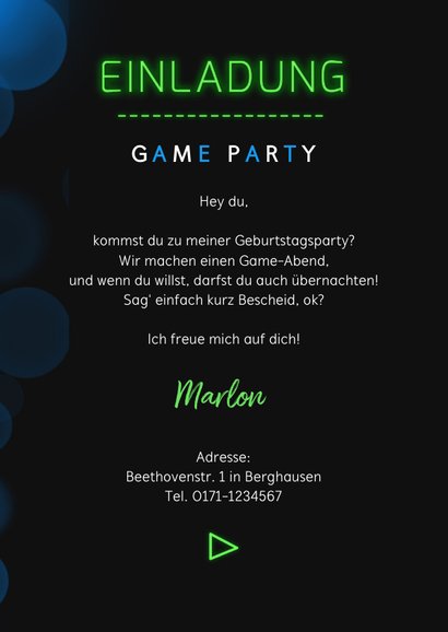 Einladung 12. Kindergeburtstag Game on  3