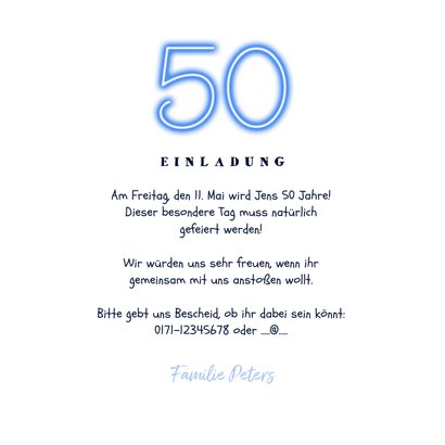 Einladung 50. Geburtstag Fotos an Kordel 3