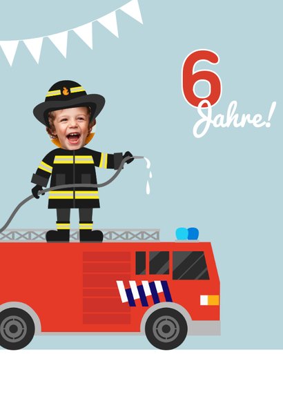 Einladung 6. Kindergeburtstag Zwilling Feuerwehr 2