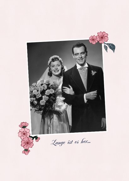 Einladung 60. Hochzeitstag Kirschblüten und Blätterkranz 2