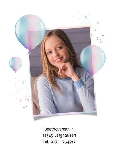 Einladung 9. Geburtstag Fotos & Luftballons 2