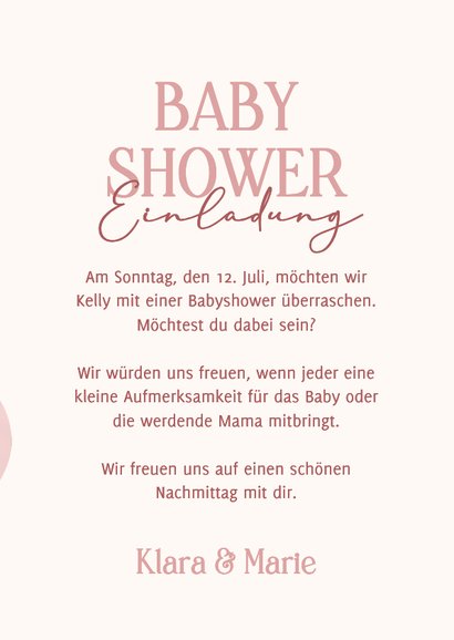 Einladung Babyshower rosa Luftballons 3